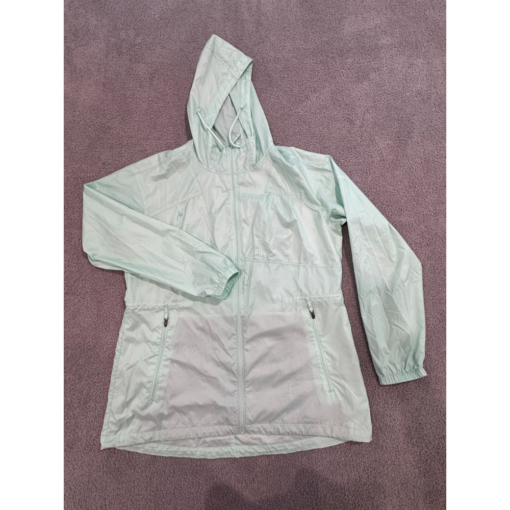 Columbia Women's XL Mint Green Full-Zip Hooded Windbreaker Jacket Lightweight 2